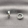 Argolla Huggie 02.282.0162.1.10 Rodio Laminado, con Zirconia Cubica Blanca, Pulido, Rodinado