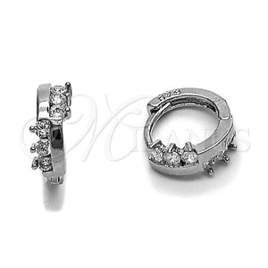 Argolla Huggie 02.282.0162.1.10 Rodio Laminado, con Zirconia Cubica Blanca, Pulido, Rodinado