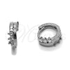 Argolla Huggie 02.282.0162.1.10 Rodio Laminado, con Zirconia Cubica Blanca, Pulido, Rodinado