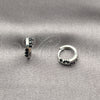 Argolla Huggie 02.282.0162.2.10 Rodio Laminado, con Zirconia Cubica Negro, Pulido, Rodinado