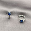 Argolla Huggie 02.282.0163.14 Rodio Laminado, con Zirconia Cubica Zafiro Azul y Micro Pave Blanca, Pulido, Rodinado