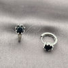 Argolla Huggie 02.282.0163.2.14 Rodio Laminado, con Zirconia Cubica Negro y Micro Pave Blanca, Pulido, Rodinado
