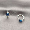 Argolla Huggie 02.282.0164.14 Rodio Laminado, con Zirconia Cubica Zafiro Azul y Micro Pave Blanca, Pulido, Rodinado