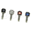 Argolla Huggie 02.282.0164.14 Rodio Laminado, con Zirconia Cubica Zafiro Azul y Micro Pave Blanca, Pulido, Rodinado