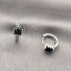 Argolla Huggie 02.282.0164.2.14 Rodio Laminado, con Zirconia Cubica Negro y Micro Pave Blanca, Pulido, Rodinado