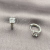 Argolla Huggie 02.282.0164.3.14 Rodio Laminado, con Zirconia Cubica Blanca y Micro Pave Blanca, Pulido, Rodinado