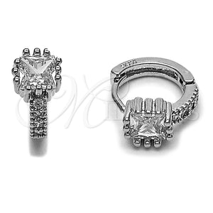 Argolla Huggie 02.282.0164.3.14 Rodio Laminado, con Zirconia Cubica Blanca y Micro Pave Blanca, Pulido, Rodinado