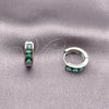 Argolla Huggie 02.282.0165.14 Rodio Laminado, con Zirconia Cubica Verde, Pulido, Rodinado