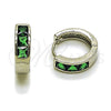 Argolla Huggie 02.282.0165.14 Rodio Laminado, con Zirconia Cubica Verde, Pulido, Rodinado
