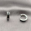 Argolla Huggie 02.282.0165.1.14 Rodio Laminado, con Zirconia Cubica Negro, Pulido, Rodinado