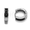 Argolla Huggie 02.282.0165.1.14 Rodio Laminado, con Zirconia Cubica Negro, Pulido, Rodinado