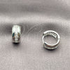 Argolla Huggie 02.282.0168.14 Rodio Laminado, con Zirconia Cubica Blanca, Pulido, Rodinado