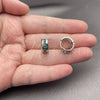 Argolla Huggie 02.282.0168.1.14 Rodio Laminado, con Zirconia Cubica Verde, Pulido, Rodinado