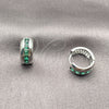 Argolla Huggie 02.282.0168.1.14 Rodio Laminado, con Zirconia Cubica Verde, Pulido, Rodinado