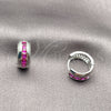 Argolla Huggie 02.282.0168.3.14 Rodio Laminado, con Zirconia Cubica Rubi, Pulido, Rodinado