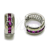 Argolla Huggie 02.282.0168.3.14 Rodio Laminado, con Zirconia Cubica Rubi, Pulido, Rodinado