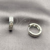 Argolla Huggie 02.282.0169.16 Rodio Laminado, Diseño de Corazón, con Zirconia Cubica Blanca, Pulido, Rodinado