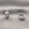 Argolla Huggie 02.282.0170.12 Rodio Laminado, con Zirconia Cubica Multicolor, Pulido, Rodinado