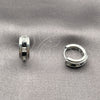 Argolla Huggie 02.282.0171.14 Rodio Laminado, con Zirconia Cubica Negro y Blanca, Pulido, Rodinado