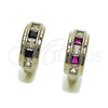 Argolla Huggie 02.282.0171.14 Rodio Laminado, con Zirconia Cubica Negro y Blanca, Pulido, Rodinado