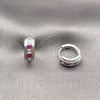 Argolla Huggie 02.282.0171.1.14 Rodio Laminado, con Zirconia Cubica Rubi y Blanca, Pulido, Rodinado