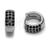 Argolla Huggie 02.282.0172.14 Rodio Laminado, con Zirconia Cubica Negro, Pulido, Rodinado