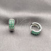 Argolla Huggie 02.282.0173.14 Rodio Laminado, con Zirconia Cubica Verde, Pulido, Rodinado