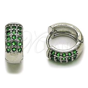 Argolla Huggie 02.282.0173.14 Rodio Laminado, con Zirconia Cubica Verde, Pulido, Rodinado