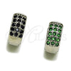 Argolla Huggie 02.282.0173.14 Rodio Laminado, con Zirconia Cubica Verde, Pulido, Rodinado