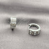 Argolla Huggie 02.282.0174.15 Rodio Laminado, con Zirconia Cubica Blanca y Micro Pave Blanca, Pulido, Rodinado