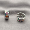 Argolla Huggie 02.282.0175.16 Rodio Laminado, con Zirconia Cubica Multicolor, Pulido, Rodinado