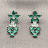 Arete Largo 02.282.0140.2 Rodio Laminado, con Zirconia Cubica Blanca y Verde, Pulido, Rodinado