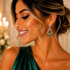 Arete Largo 02.282.0078.2 Rodio Laminado, Diseño de Corazón, con Micro Pave Blanca y Zirconia Cubica Blanca, Pulido, Rodinado