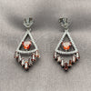 Arete Largo 02.282.0078.3 Rodio Laminado, Diseño de Corazón, con Micro Pave Blanca y Zirconia Cubica Blanca, Pulido, Rodinado