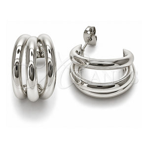 Argolla Mediana 02.213.0455.2.20 Plata Rodinada, Diseño de Hueco, Pulido, Tono Plateado