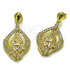 Arete Largo 02.283.0439 Oro Laminado, Diseño de Gota y Baguette, con Zirconia Cubica Blanca, Pulido, Tono Dorado