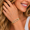 Pulsera Elegante 03.283.0606.07 Oro Laminado, Diseño de Rolo, con Micro Pave Blanca, Pulido, Tono Dorado (Grosor 05 MM, 8 Pulgadas de Largo)