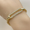 Pulsera Elegante 03.283.0606.07 Oro Laminado, Diseño de Rolo, con Micro Pave Blanca, Pulido, Tono Dorado (Grosor 05 MM, 8 Pulgadas de Largo)