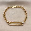 Pulsera Elegante 03.283.0606.07 Oro Laminado, Diseño de Rolo, con Micro Pave Blanca, Pulido, Tono Dorado (Grosor 05 MM, 8 Pulgadas de Largo)