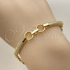Pulsera Elegante 03.283.0607.07 Oro Laminado, con Micro Pave Blanca, Pulido, Tono Dorado (Grosor 08.8 MM, 8 Pulgadas de Largo)
