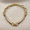 Pulsera Elegante 03.283.0607.07 Oro Laminado, con Micro Pave Blanca, Pulido, Tono Dorado (Grosor 08.8 MM, 8 Pulgadas de Largo)