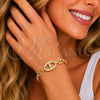 Pulsera Elegante 03.283.0611.07 Oro Laminado, Diseño de Puff Mariner y Mariner, con Micro Pave Blanca, Pulido, Tono Dorado (Grosor 07.6 MM, 7 Pulgadas de Largo)