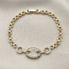 Pulsera Elegante 03.283.0612.07 Oro Laminado, Diseño de Puff Mariner, con Zirconia Cubica Blanca, Pulido, Tono Dorado (Grosor 04.6 MM, 8 Pulgadas de Largo)