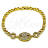 Pulsera Elegante 03.283.0612.07 Oro Laminado, Diseño de Puff Mariner, con Zirconia Cubica Blanca, Pulido, Tono Dorado (Grosor 04.6 MM, 8 Pulgadas de Largo)