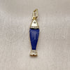 Dije Elegante 05.459.0047 Oro Laminado, Diseño de Pescado, con Zirconia Cubica Blanca, Resinado Azul, Tono Dorado