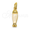 Dije Elegante 05.459.0047.2 Oro Laminado, Diseño de Pescado, con Zirconia Cubica Blanca, Resinado Blanco, Tono Dorado