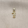 Dije Elegante 05.459.0048 Oro Laminado, Diseño de Caballo de Mar, con Micro Pave Blanca, Pulido, Tono Dorado