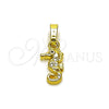 Dije Elegante 05.459.0048 Oro Laminado, Diseño de Caballo de Mar, con Micro Pave Blanca, Pulido, Tono Dorado