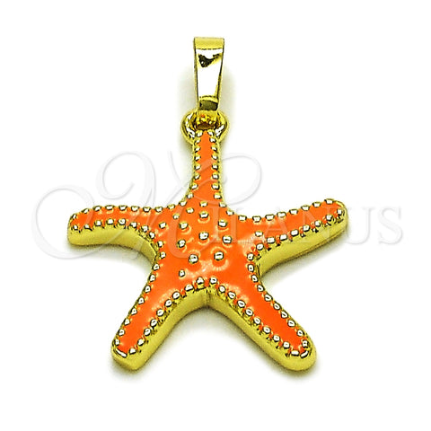 Dije Elegante 05.459.0049 Oro Laminado, Diseño de Estrella, Esmaltado Naranja, Tono Dorado