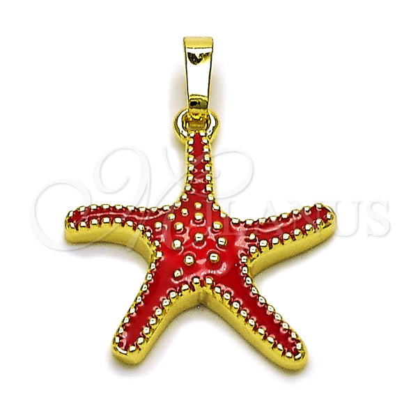 Dije Elegante 05.459.0049.2 Oro Laminado, Diseño de Estrella, Esmaltado Rojo, Tono Dorado